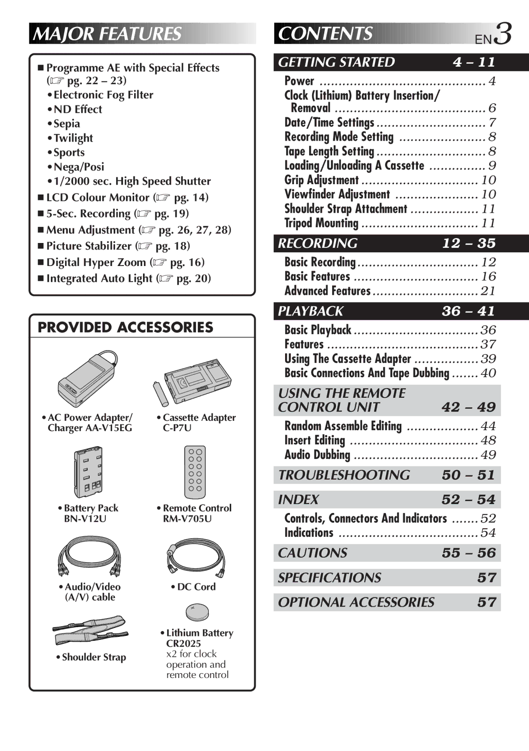 JVC LYT0415-001A, GR-FXM50 manual Contents 