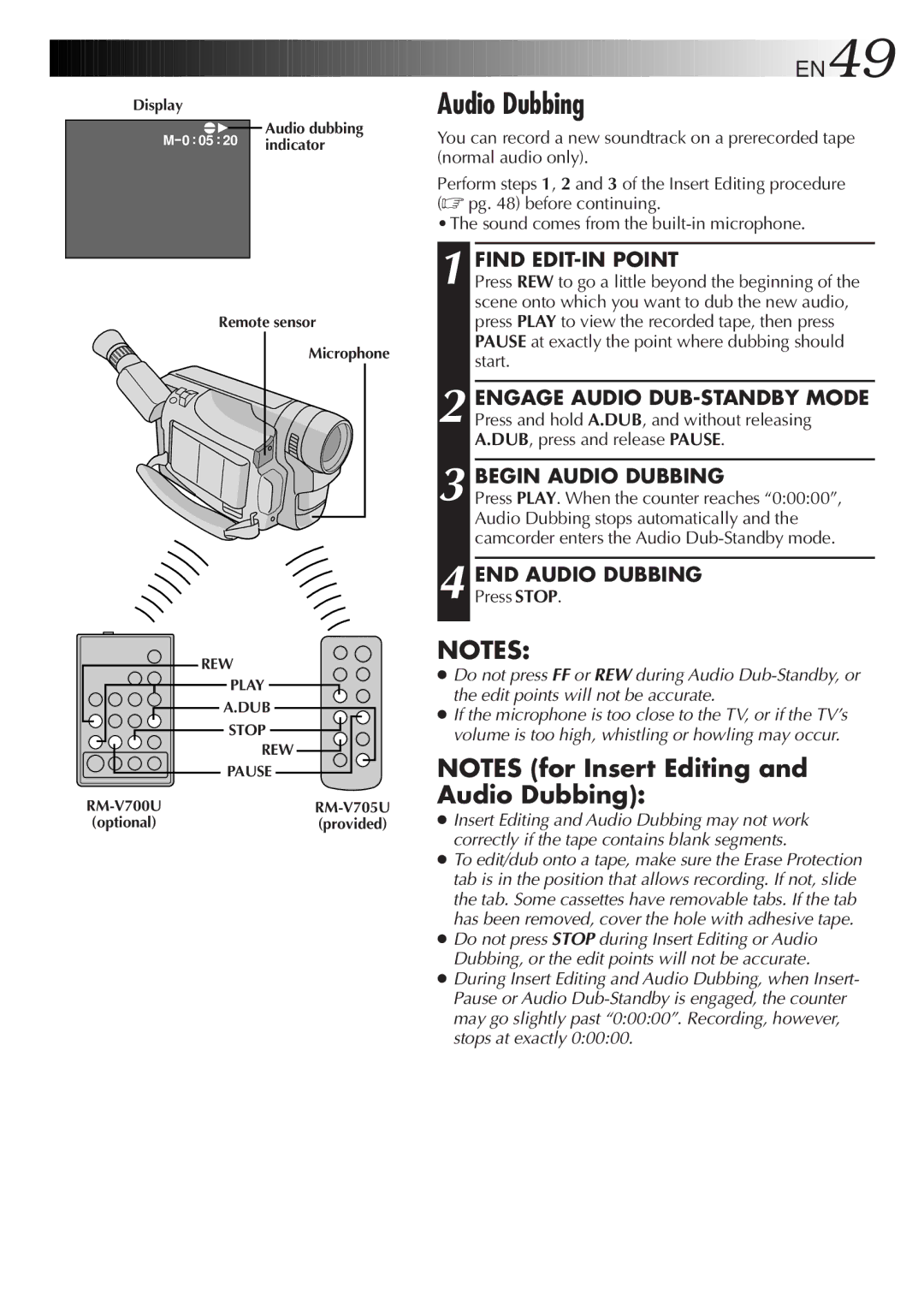 JVC LYT0415-001A, GR-FXM50 manual Begin Audio Dubbing, END Audio Dubbing 