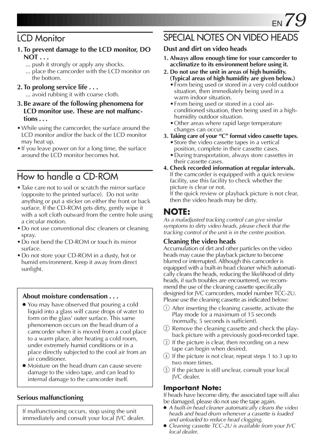 JVC GR-FXM65 specifications Avoid rubbing it with coarse cloth, Their cassette cases 