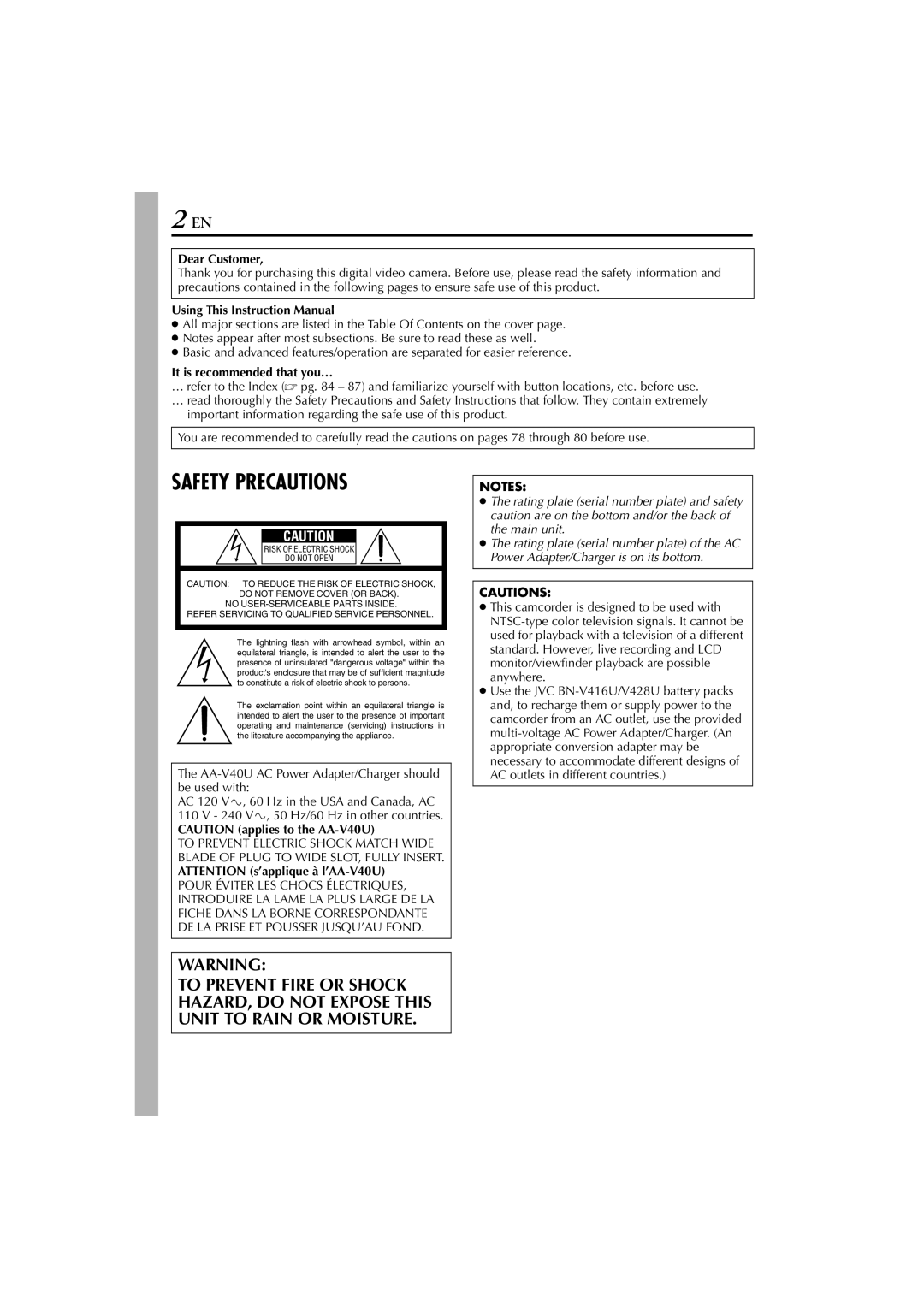 JVC 0503-FO-ID-VP, GR-HD1, LYT1154-001C manual Dear Customer, It is recommended that you… 