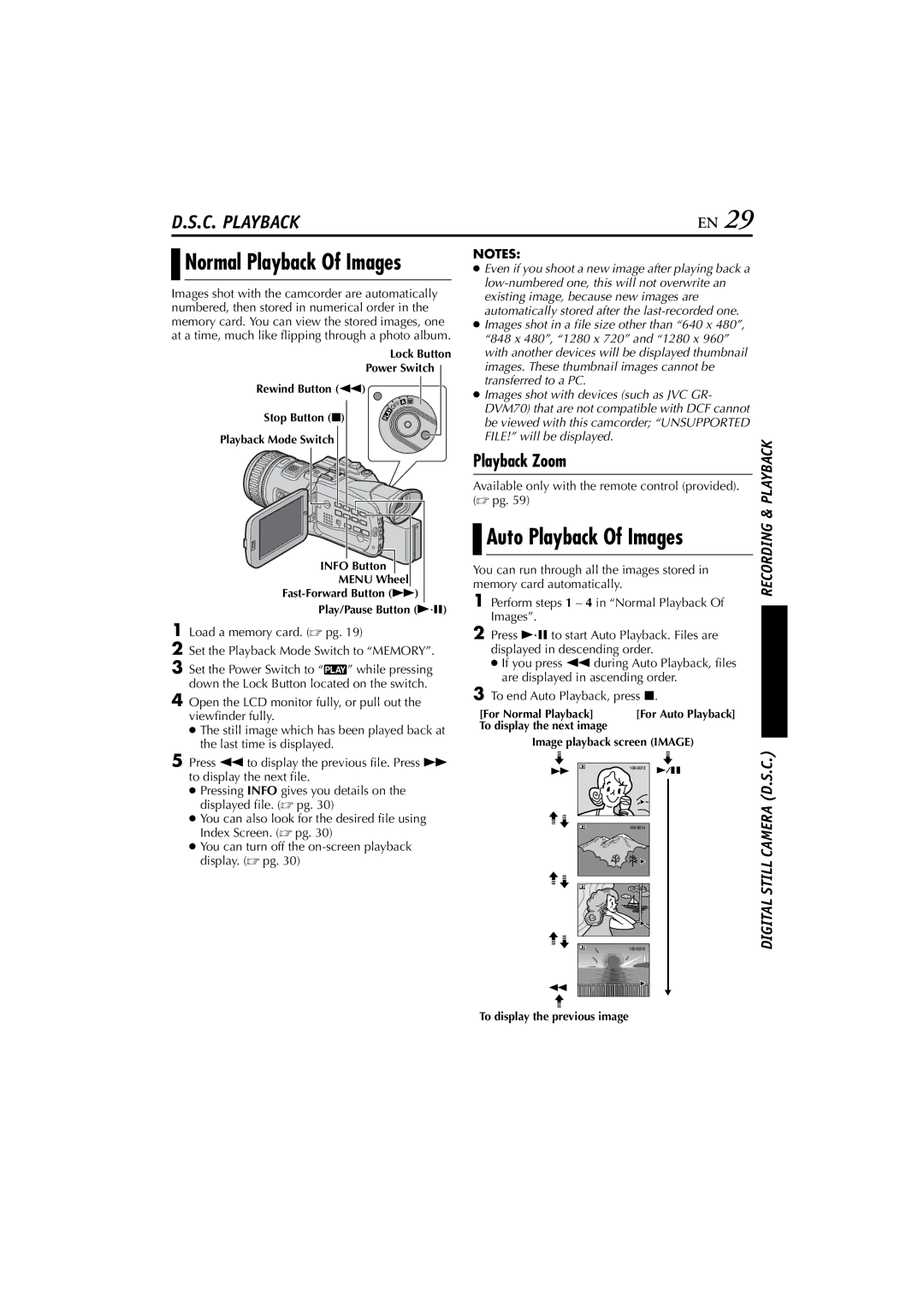 JVC 0503-FO-ID-VP, GR-HD1, LYT1154-001C manual Auto Playback Of Images, Normal Playback Of Images 