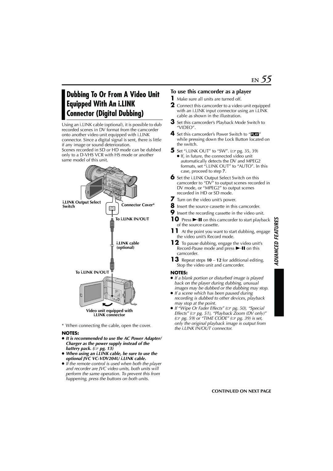 JVC LYT1154-001C, GR-HD1, 0503-FO-ID-VP manual Equipped With An i.LINK, Dubbing To Or From a Video Unit 