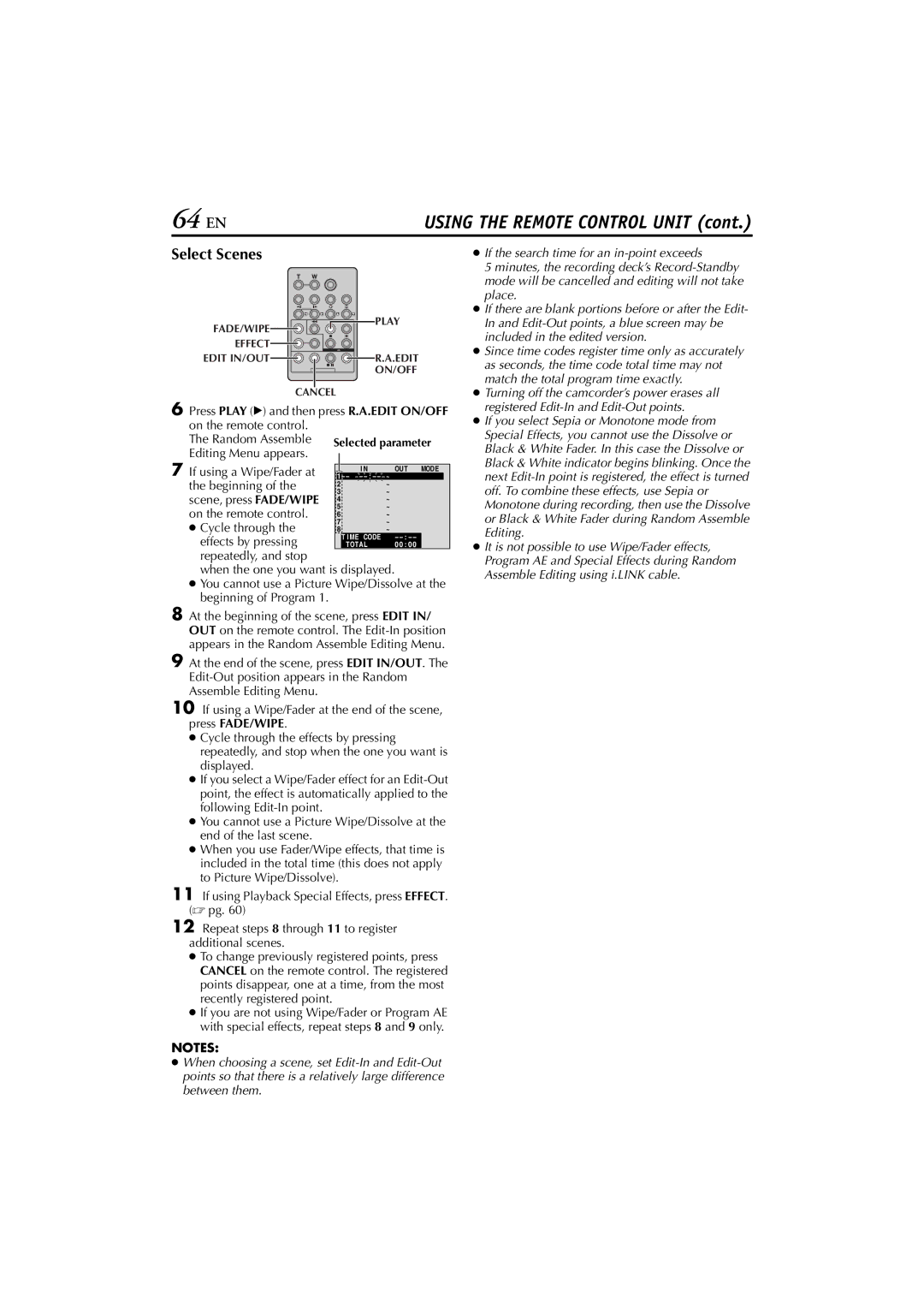 JVC LYT1154-001C, GR-HD1, 0503-FO-ID-VP manual 64 EN, Select Scenes 