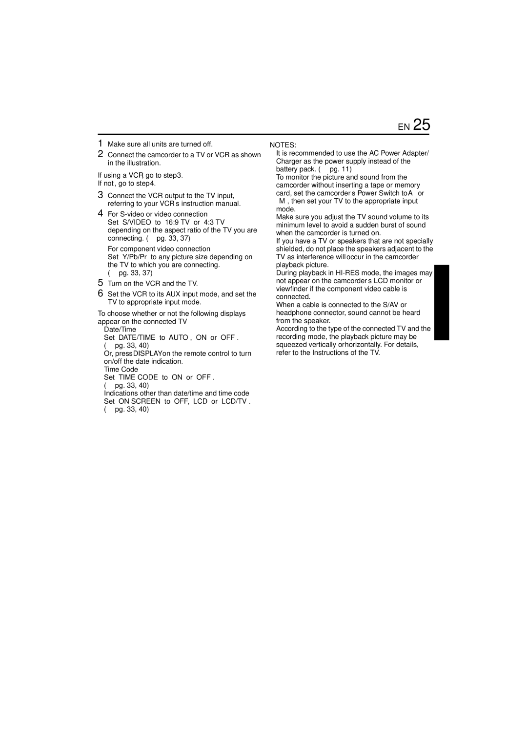 JVC LYT1193-001A, GR-PD1 manual If using a VCR, go to step, If not, go to step, For S-video or video connection 