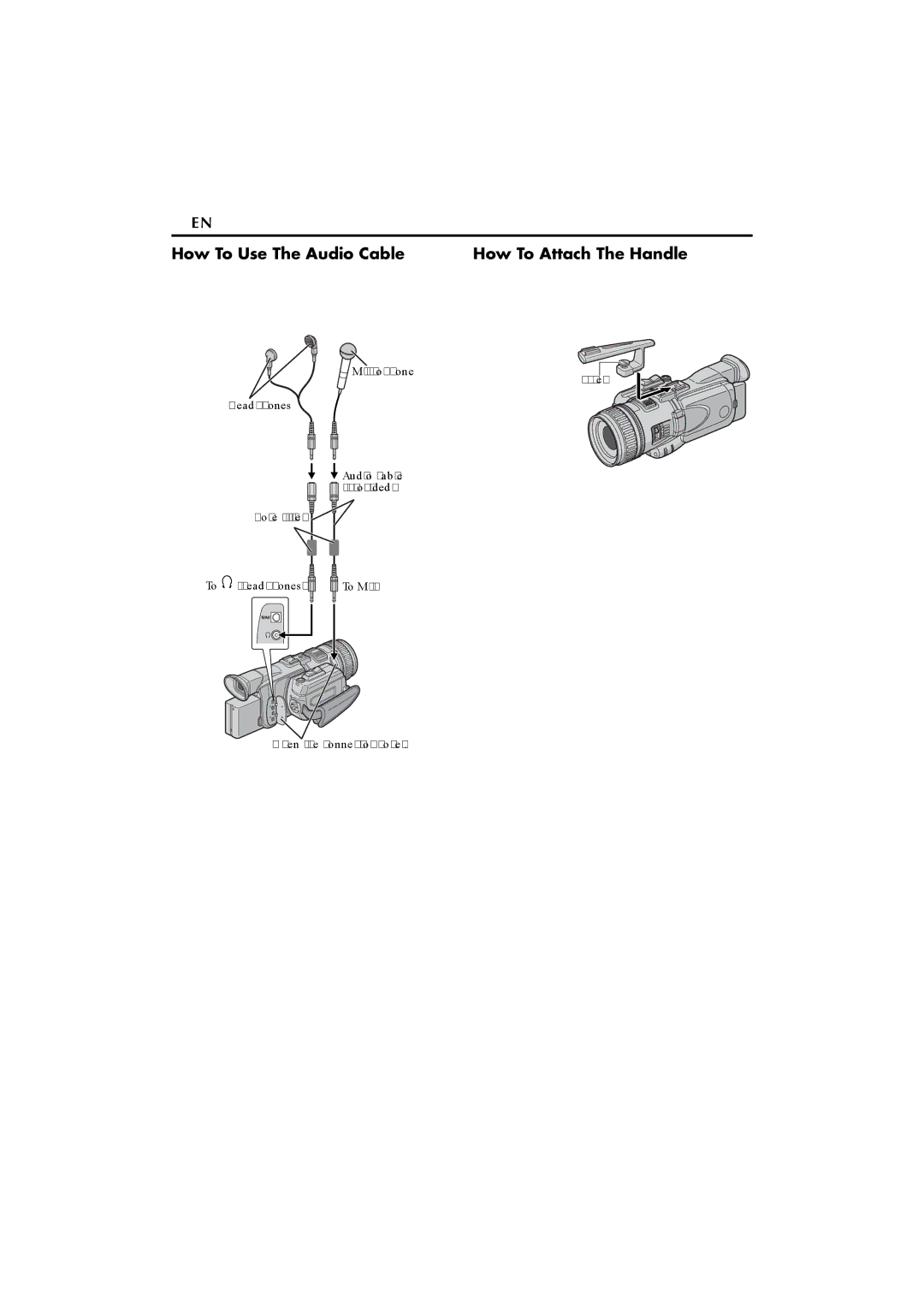 JVC GR-PD1, LYT1193-001A manual How To Use The Audio Cable, How To Attach The Handle 