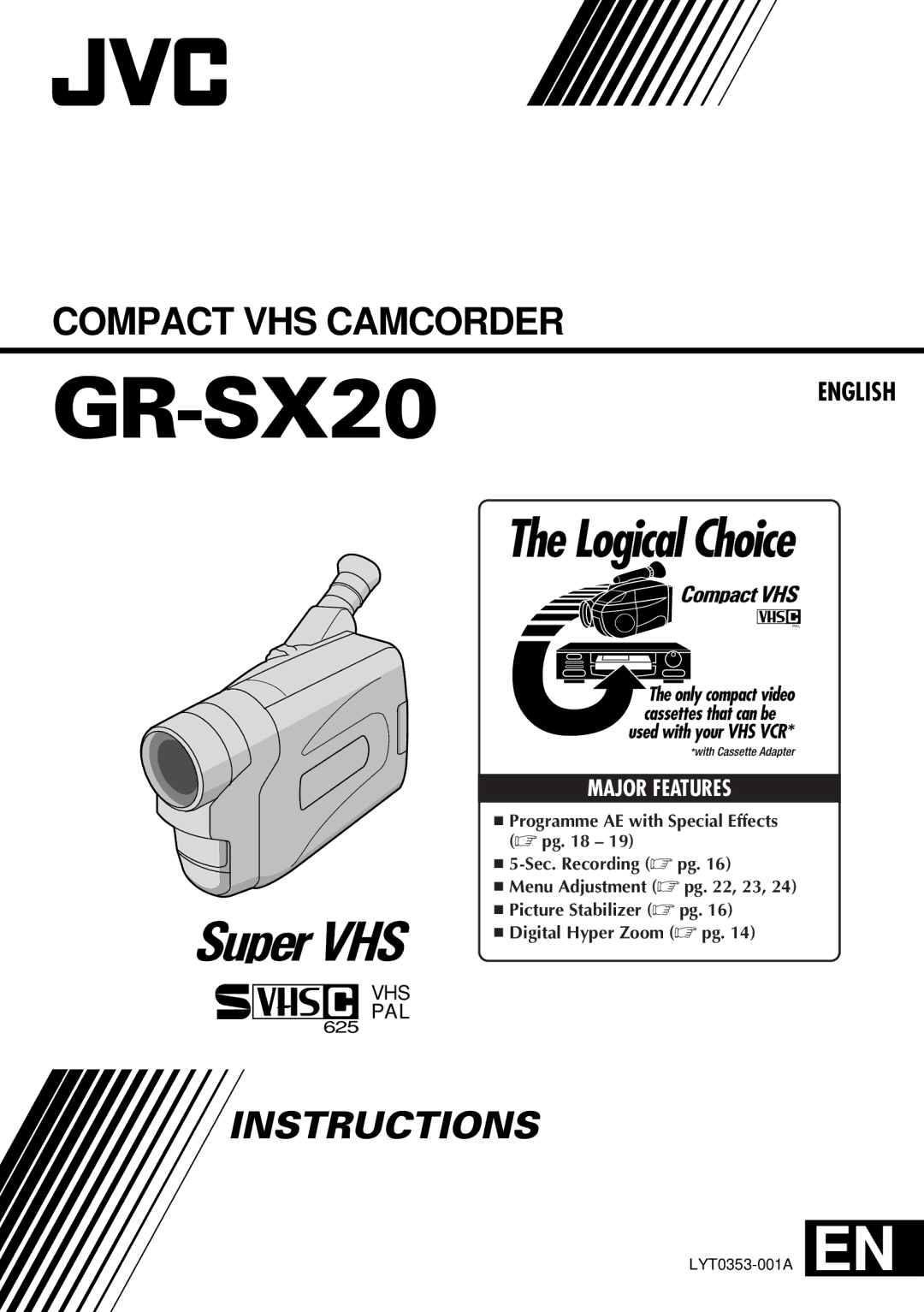 JVC GR-SX20 manual 