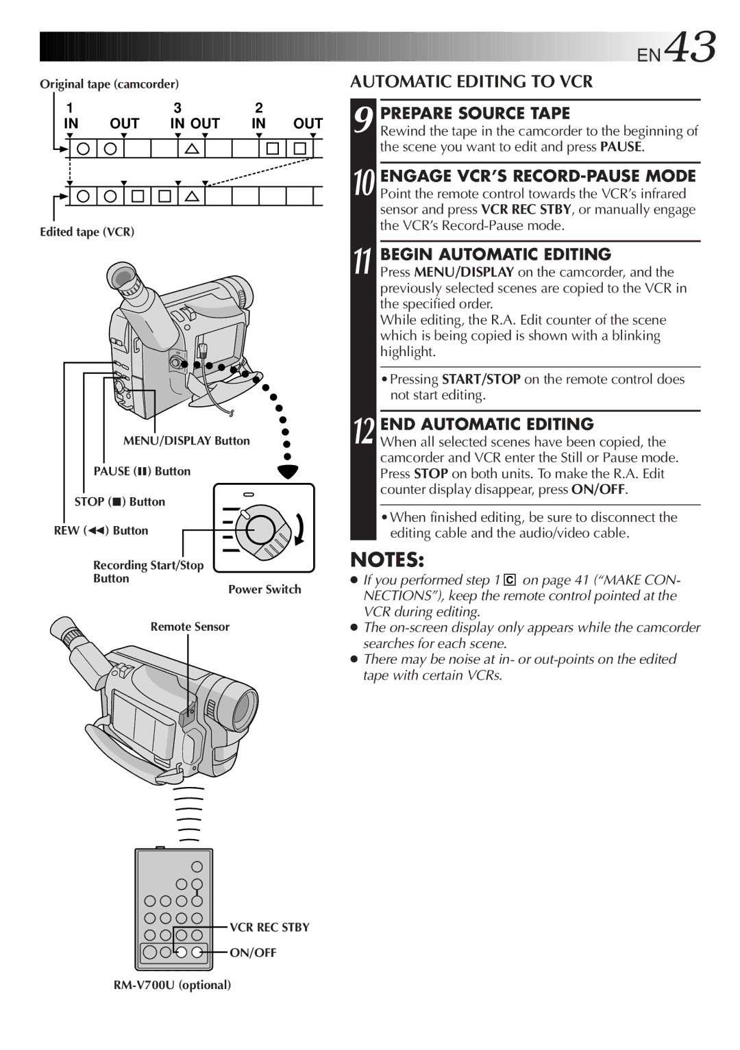 JVC GR-SX20 manual Automatic Editing to VCR, Prepare Source Tape, Begin Automatic Editing, END Automatic Editing 