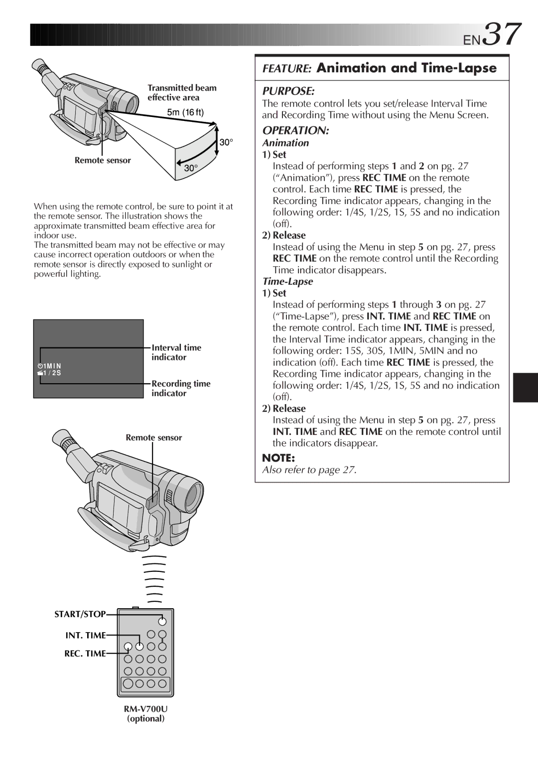 JVC GR-SX850 specifications Feature Animation and Time-Lapse, Set, Release 