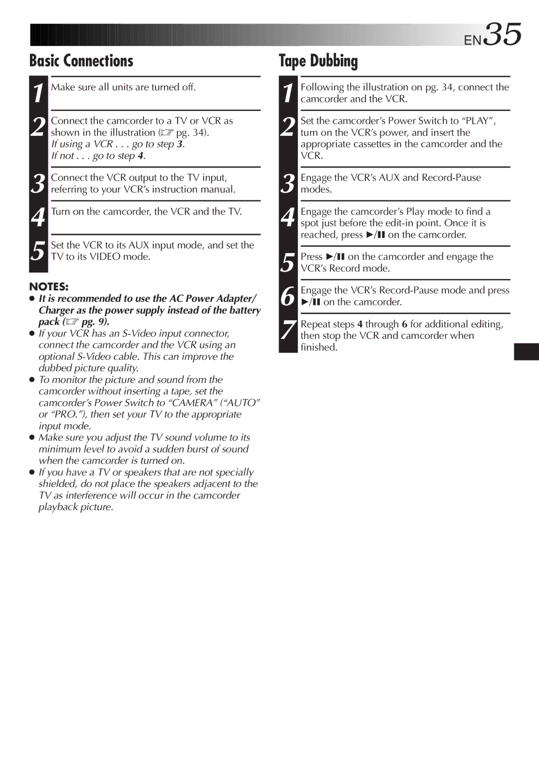 JVC GR-SX867UM specifications Basic Connections, Tape Dubbing 