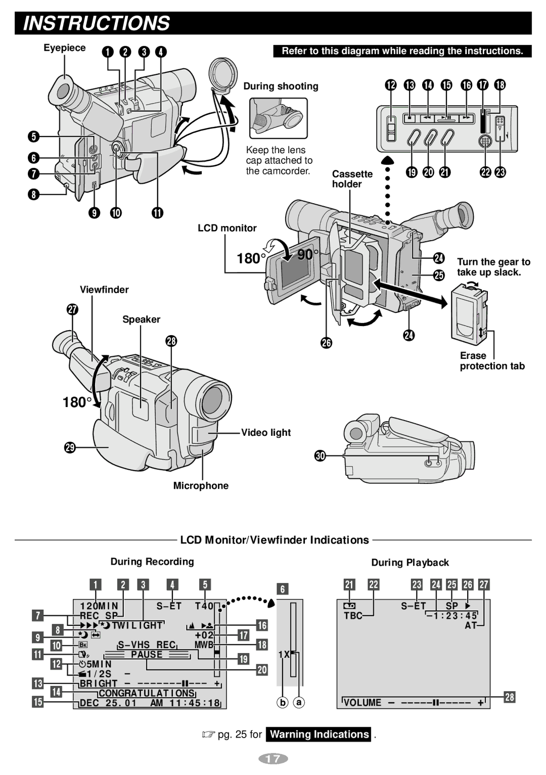 JVC GR-SXM245 manual Instructions 