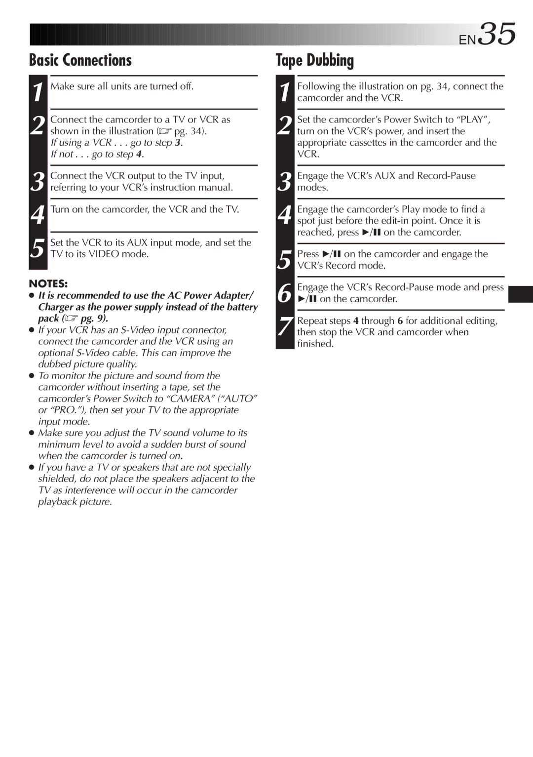 JVC GR-SXM321 specifications Basic Connections, Tape Dubbing 