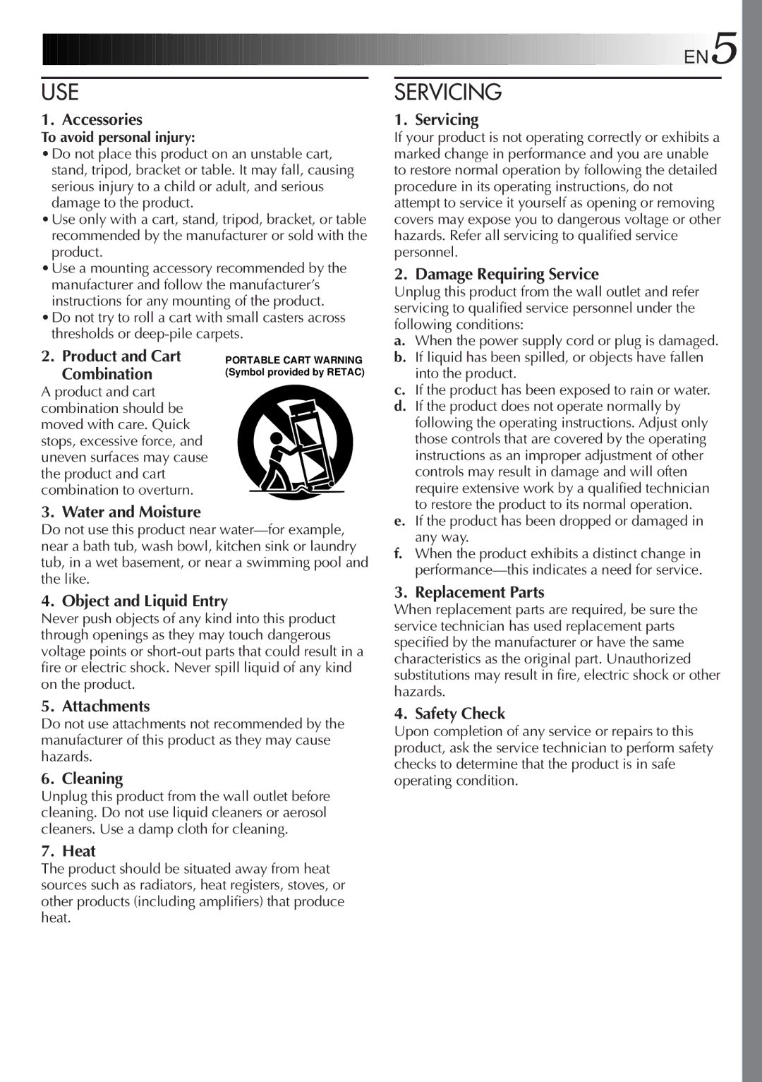 JVC GR-SXM321 specifications To avoid personal injury, If the product has been dropped or damaged in any way 