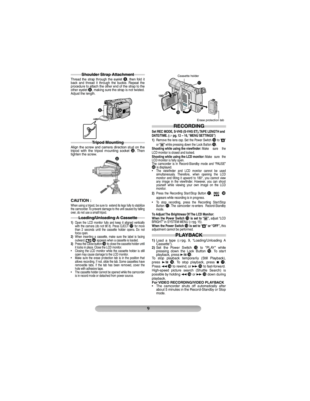 JVC GR-SXM37 manual Recording/Playback 