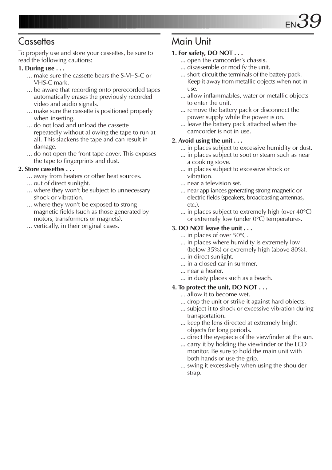 JVC GR-SXM47 specifications EN39 