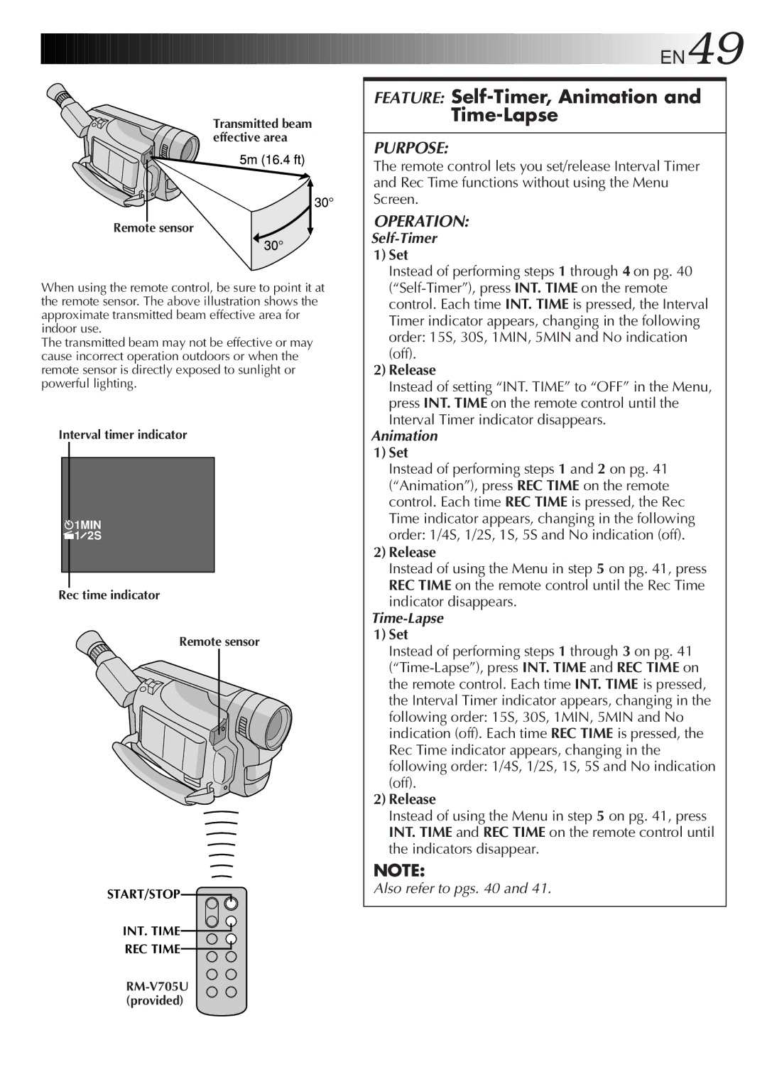 JVC GR-SXM515U manual Feature Self-Timer, Animation and Time-Lapse 