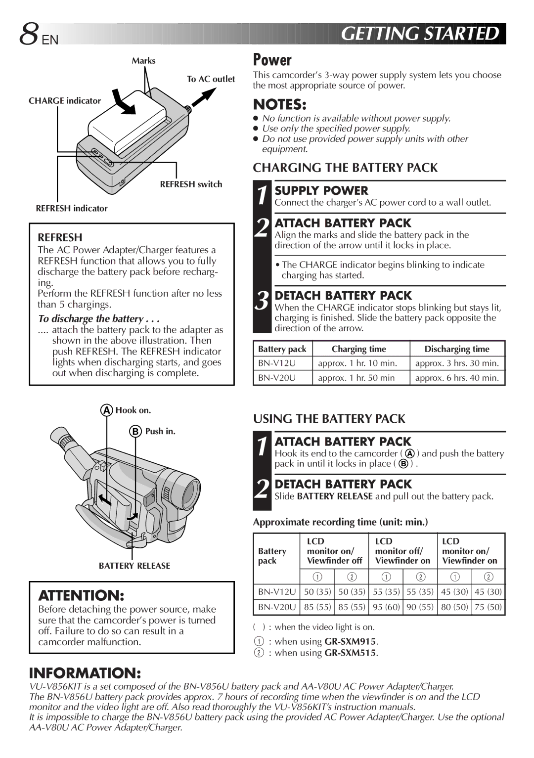 JVC GR-SXM515U manual Power 