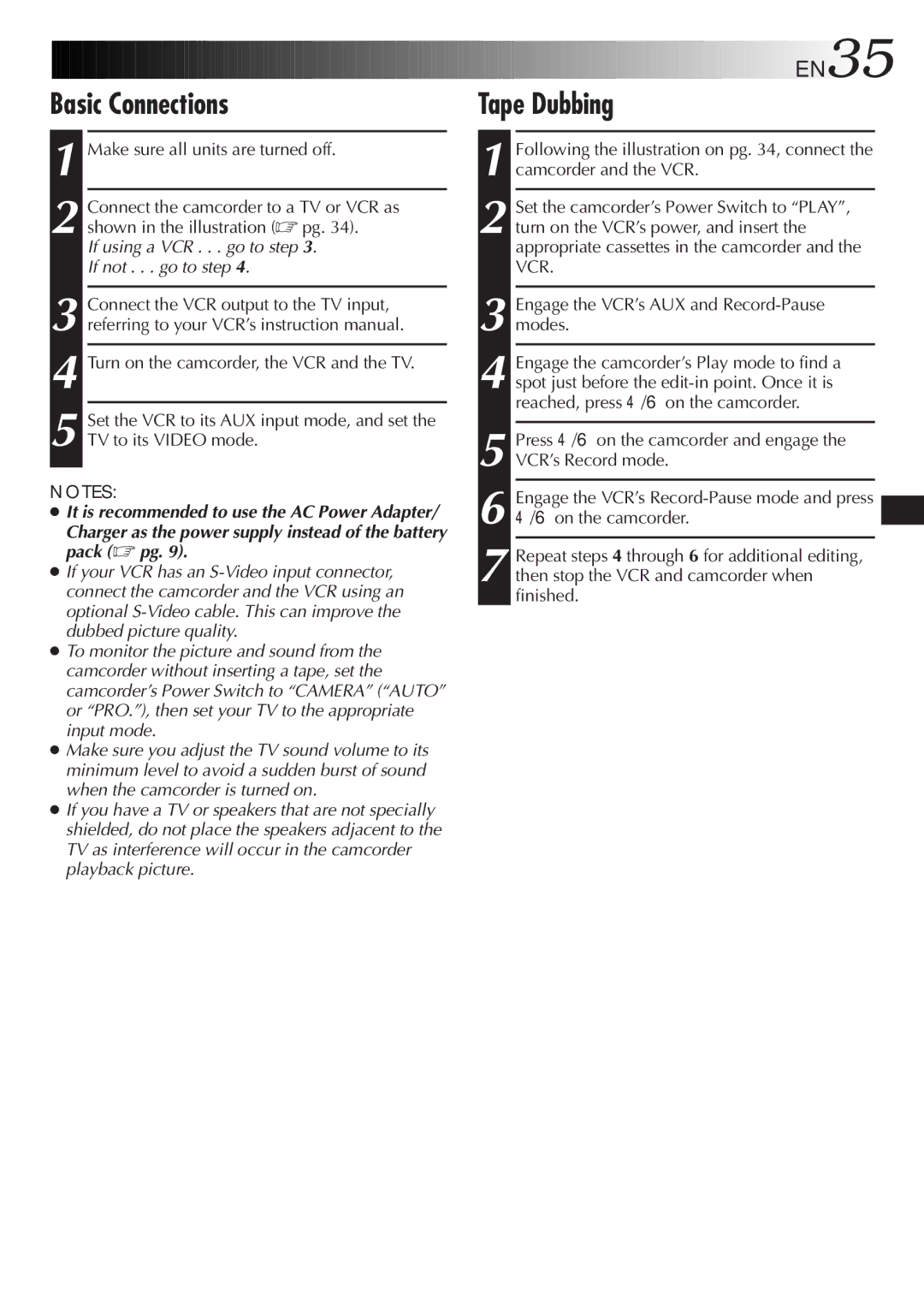 JVC GR-SXM527 specifications Basic Connections, Tape Dubbing 