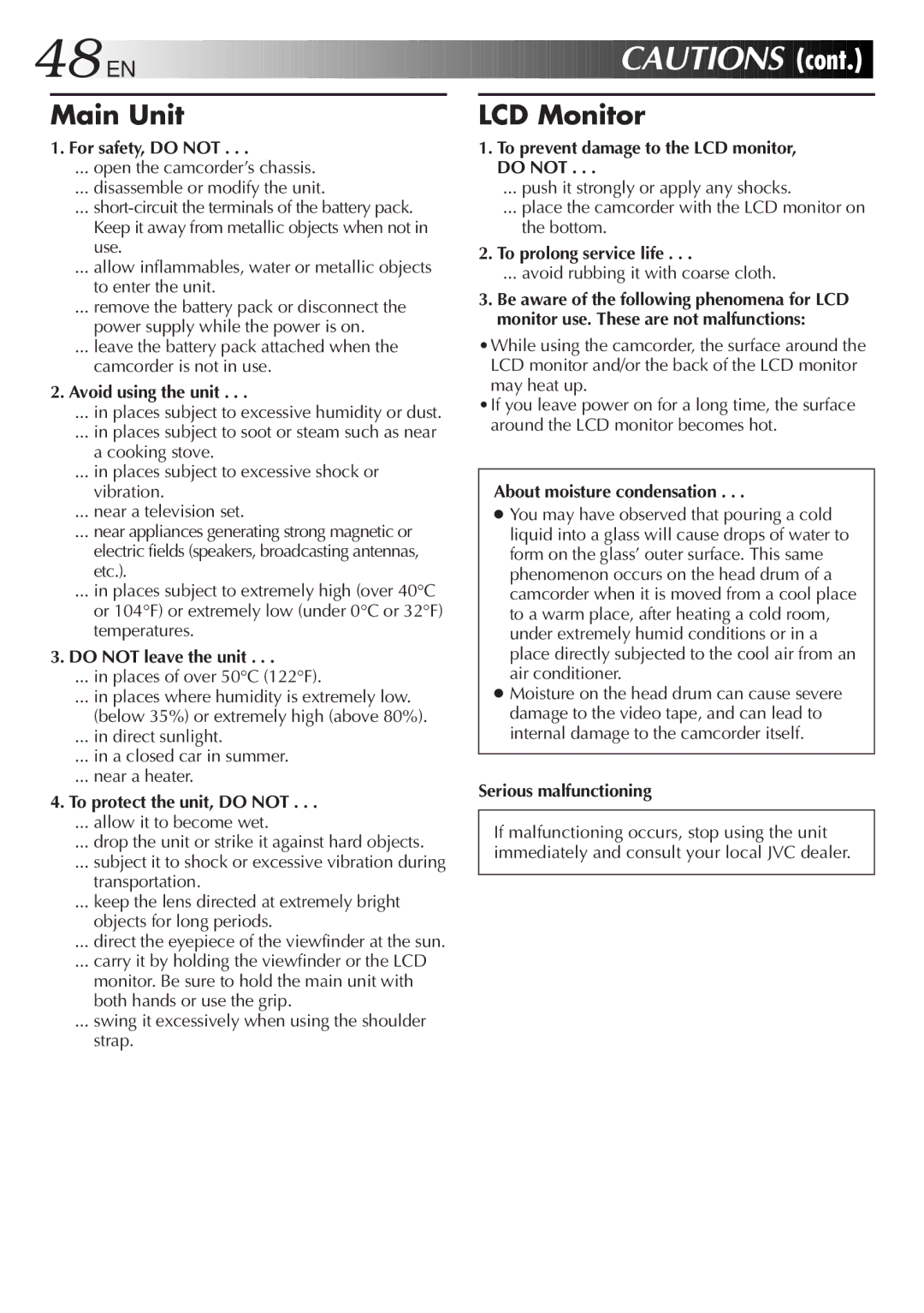 JVC GR-SXM527 specifications 48 EN 