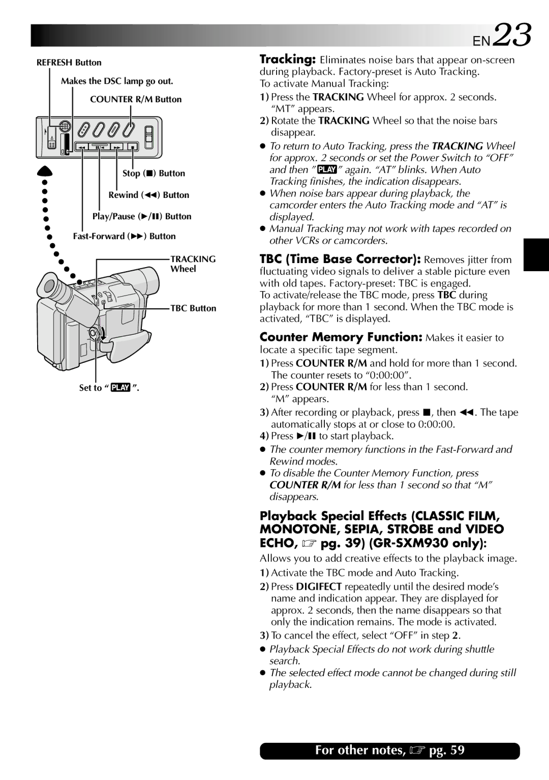 JVC GR-SXM530 specifications EN23, To cancel the effect, select OFF in step 