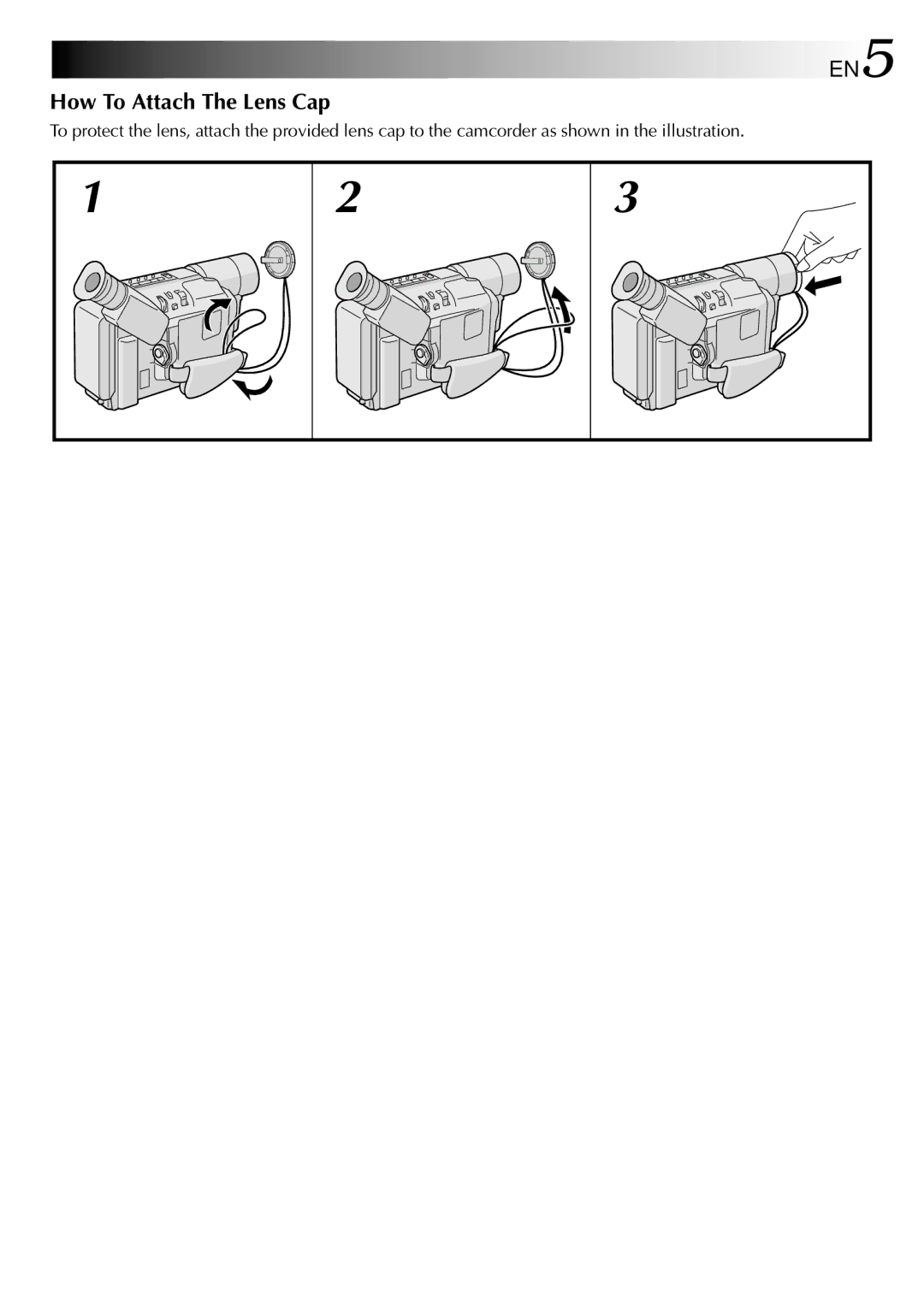 JVC GR-SXM530 specifications How To Attach The Lens Cap 