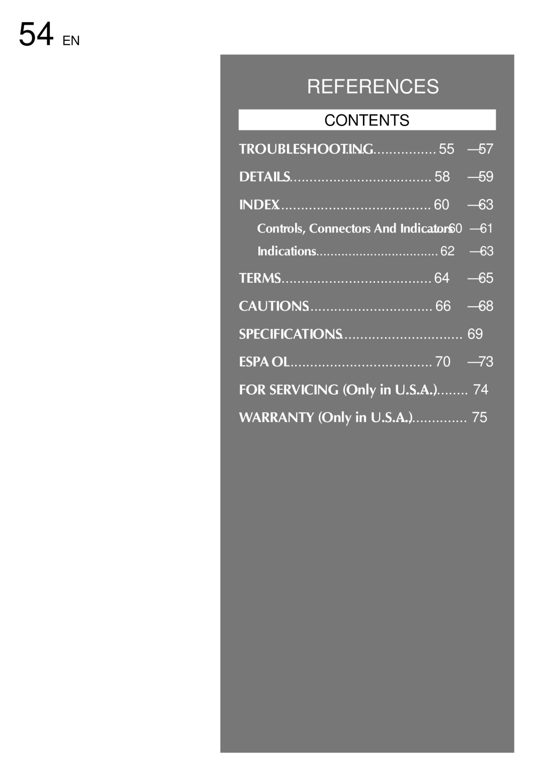 JVC GR-SXM530 specifications 54 EN, References 