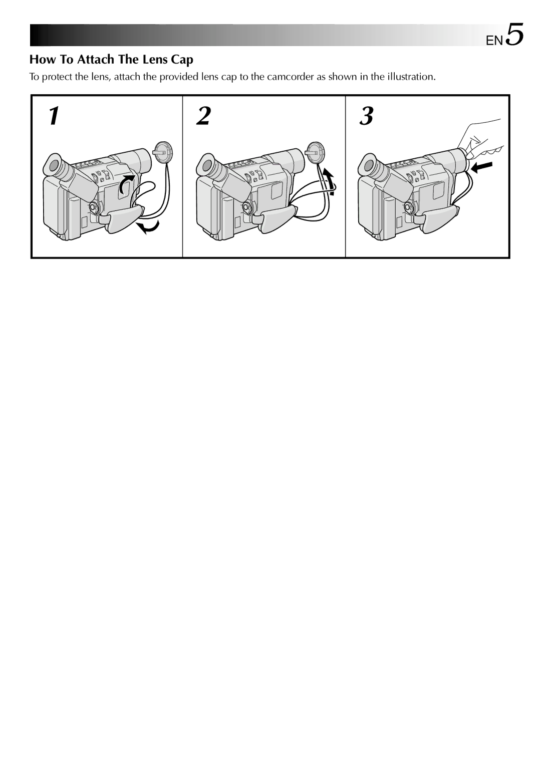 JVC GR-SXM530 specifications How To Attach The Lens Cap 