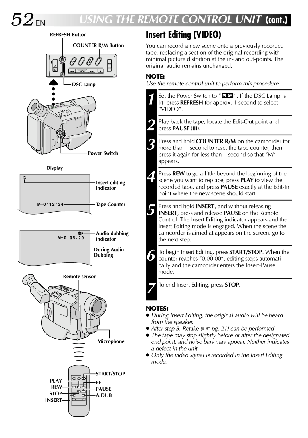 JVC GR-SXM530 specifications 52EN 