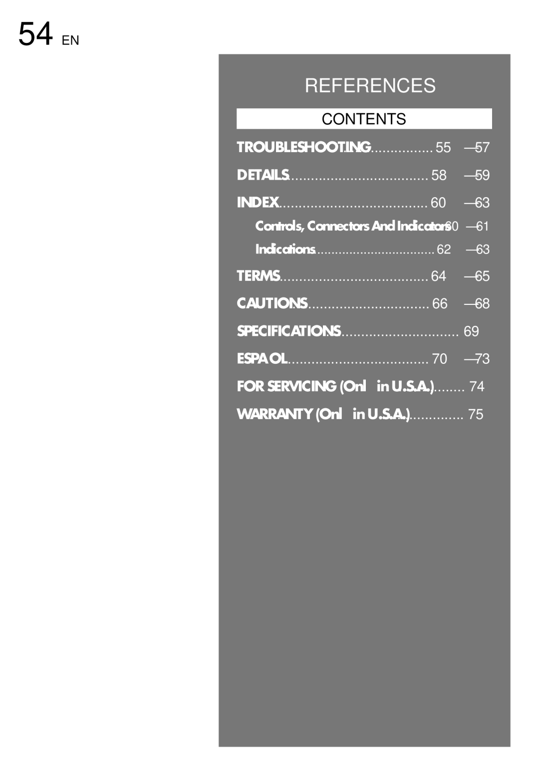 JVC GR-SXM530 specifications 54EN, References 