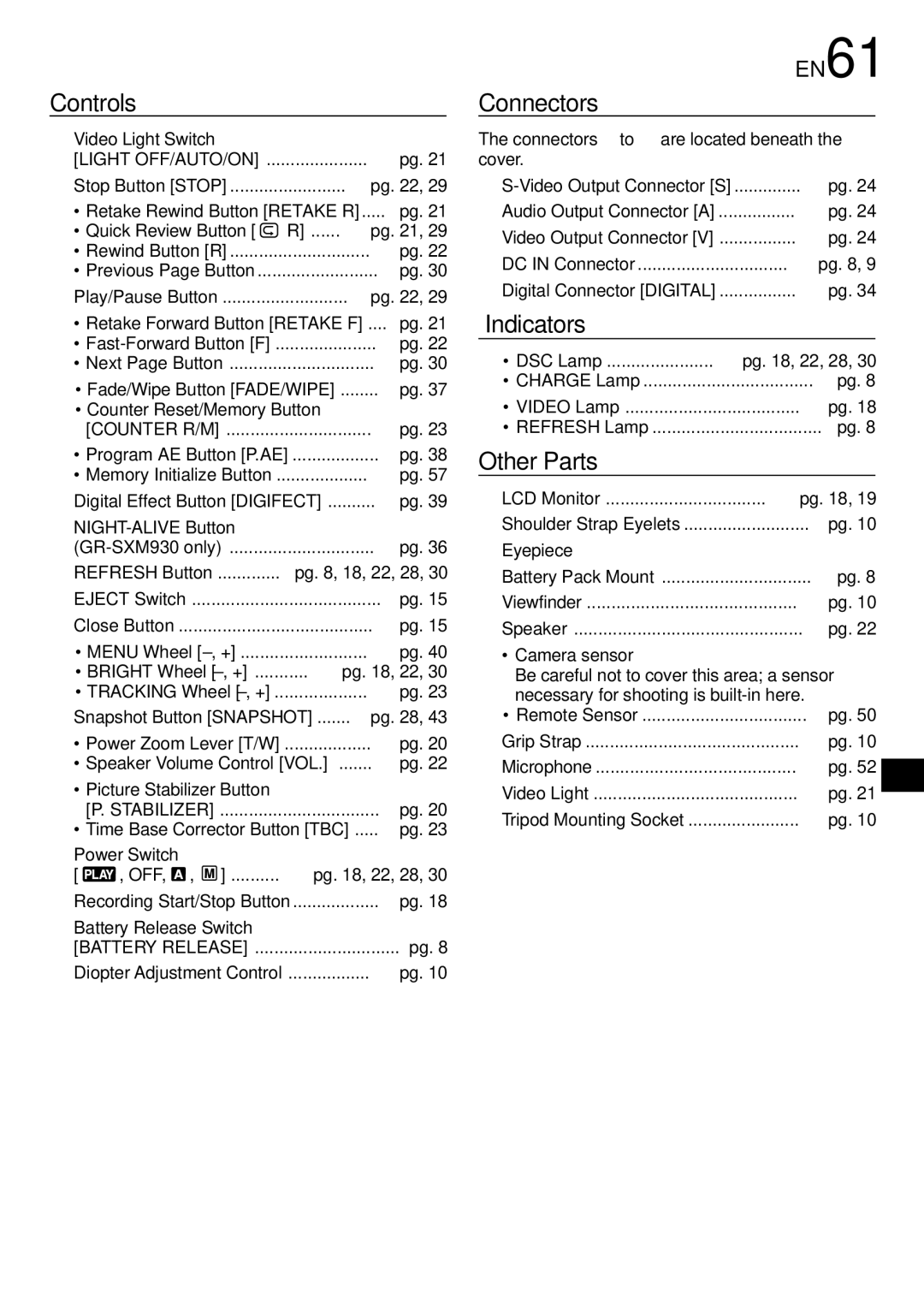 JVC GR-SXM530 specifications EN61 