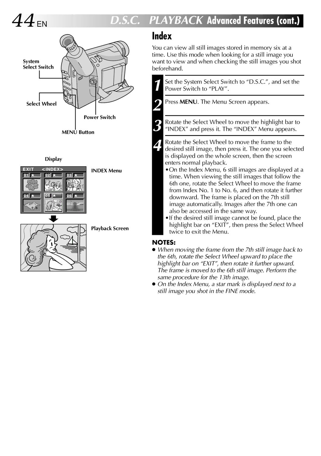 JVC GR-SXM760A specifications 44 EN, Index 