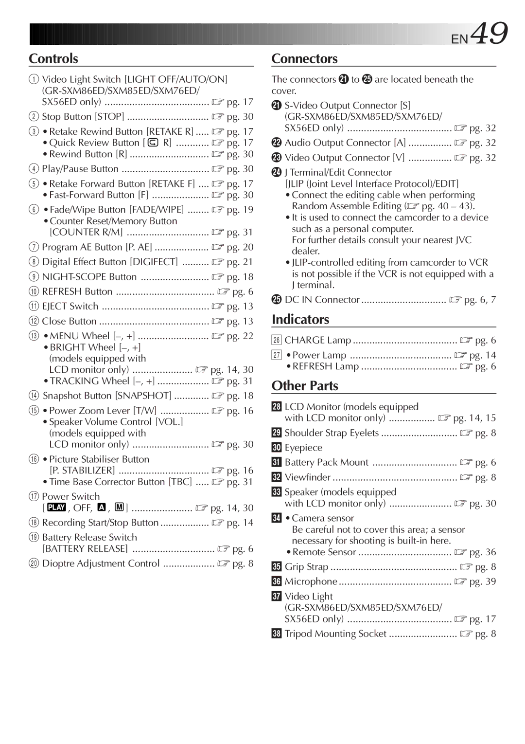 JVC GR-SXM86ED specifications EN49 