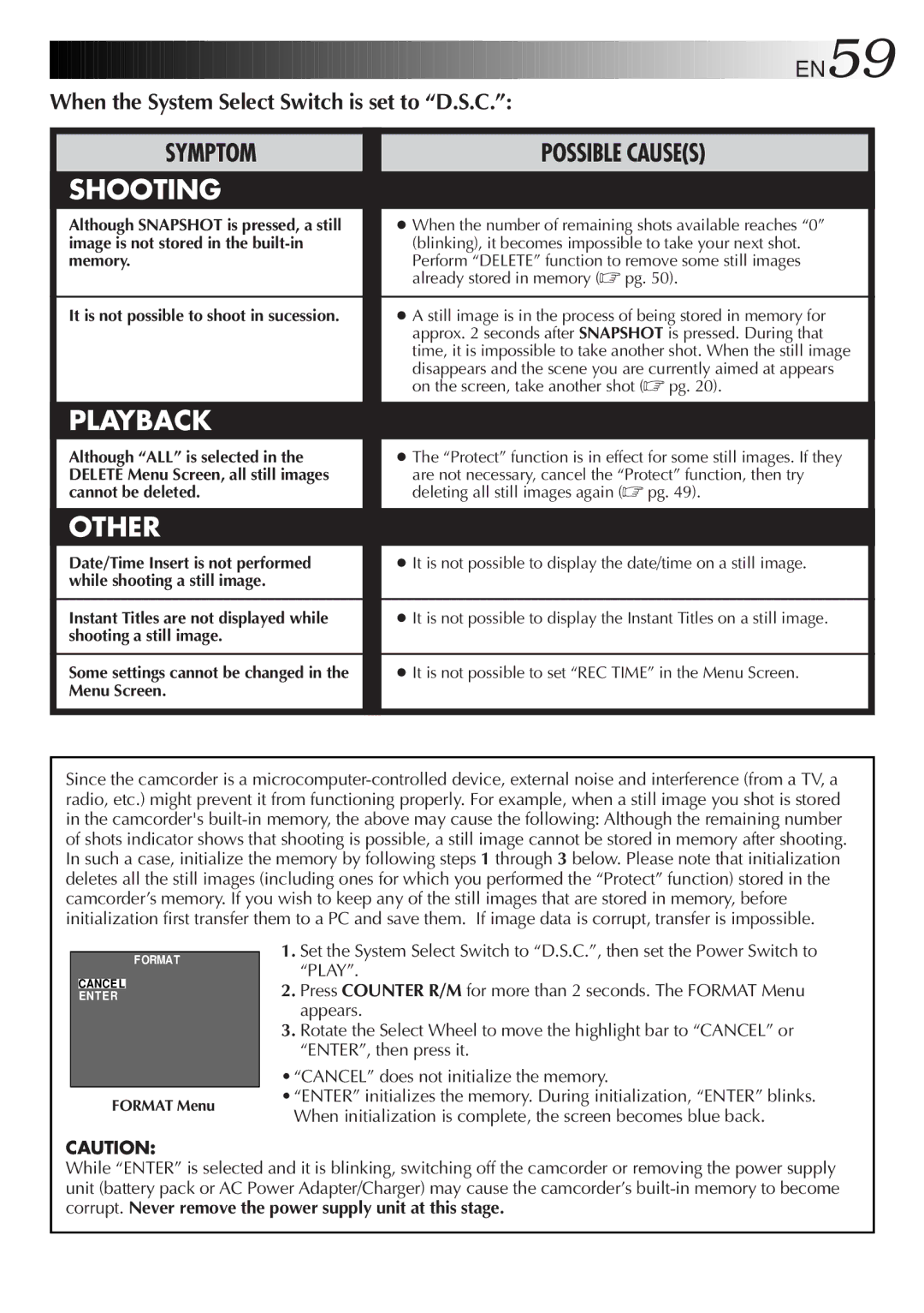 JVC GR-SXM920 specifications Shooting, When the System Select Switch is set to D.S.C 