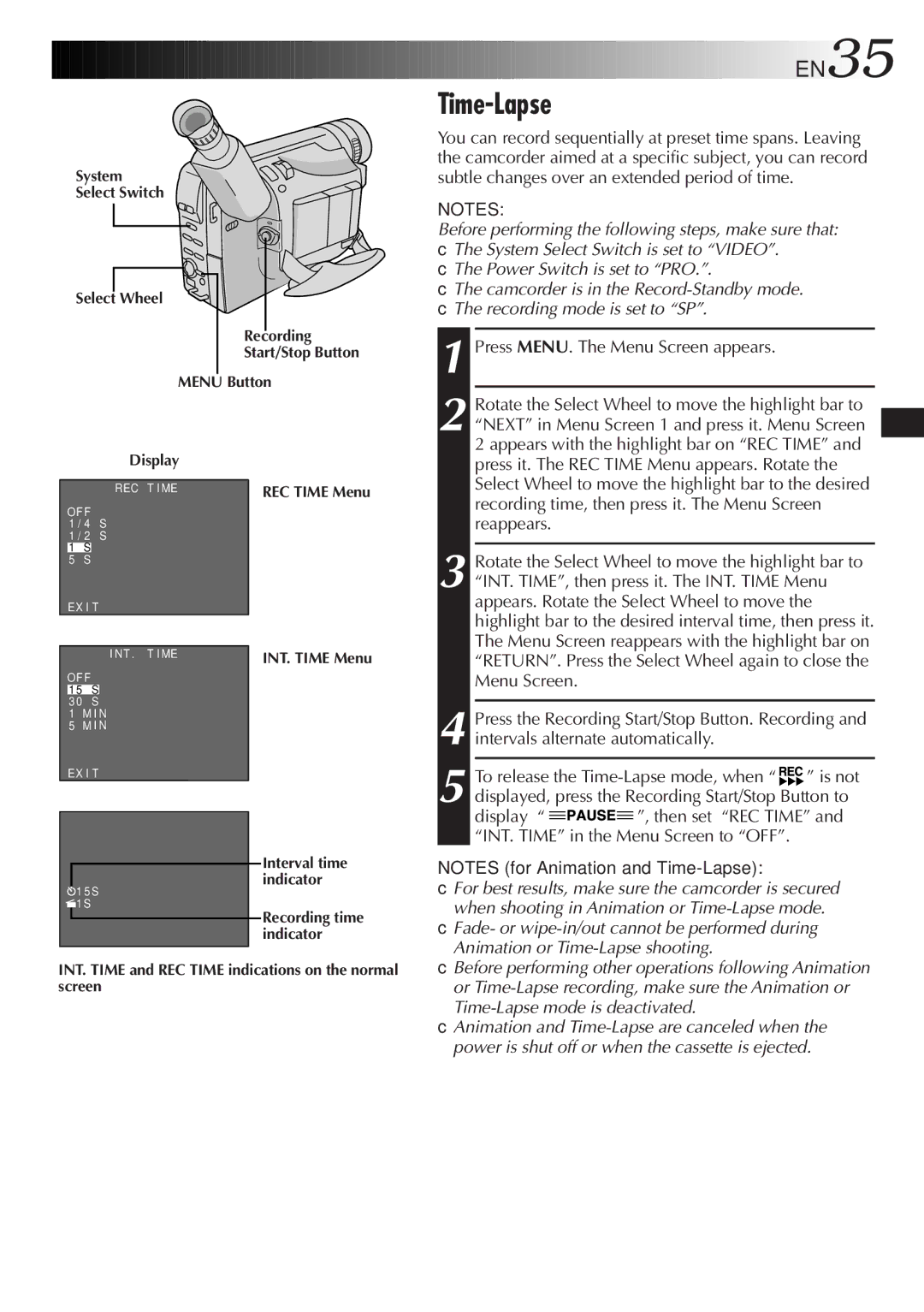 JVC GR-SXM937UM specifications Time-Lapse 