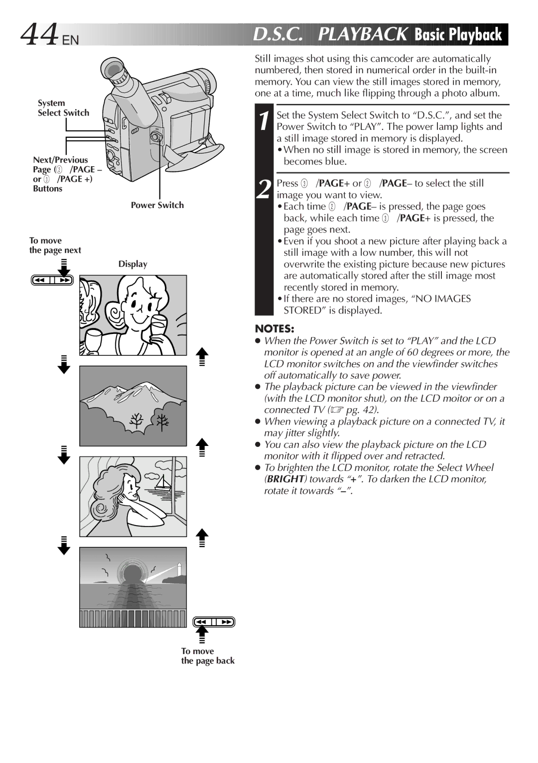 JVC GR-SXM937UM specifications 44 EN, C. Playback 