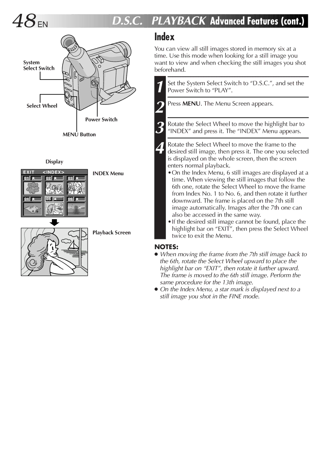 JVC GR-SXM937UM specifications 48 EN, Index 