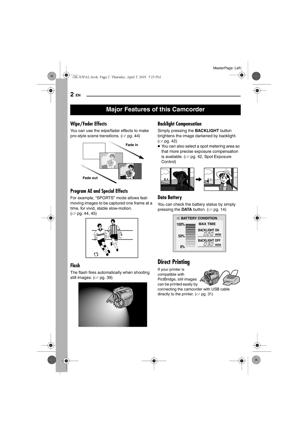 JVC GR-X5EE, GR-X5EK manual Direct Printing 