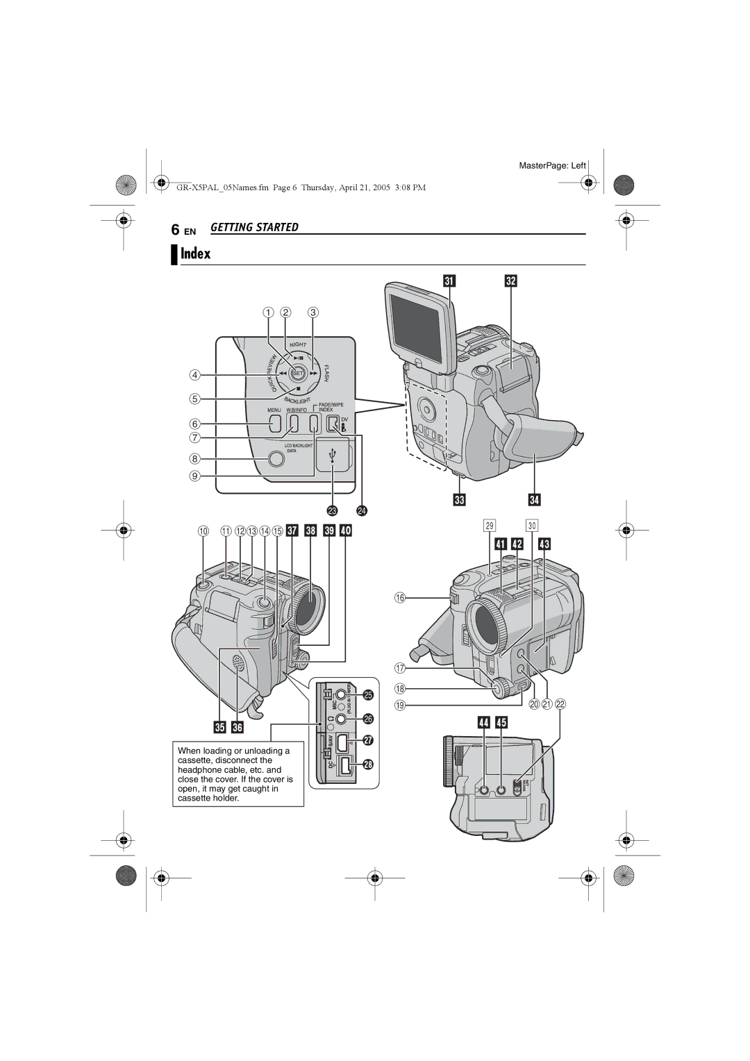 JVC GR-X5EE, GR-X5EK manual Index, EN Getting Started 