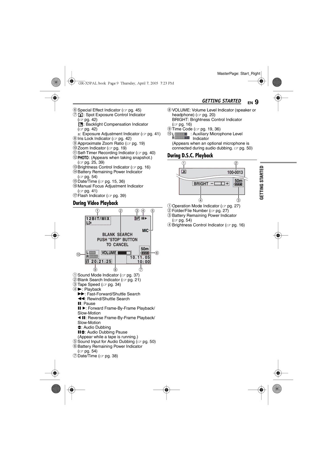 JVC GR-X5EK, GR-X5EE manual During Video Playback, During D.S.C. Playback, I T / M I X L, Mic, Volume 