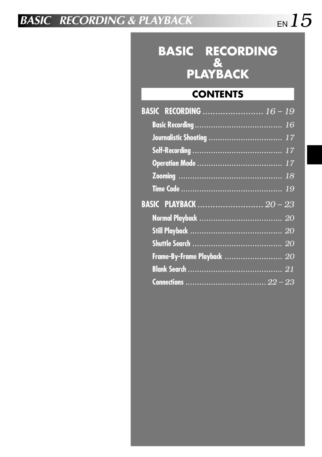 JVC GRDVL140 specifications Basic Recording & Playback, Basic Recording Playback 