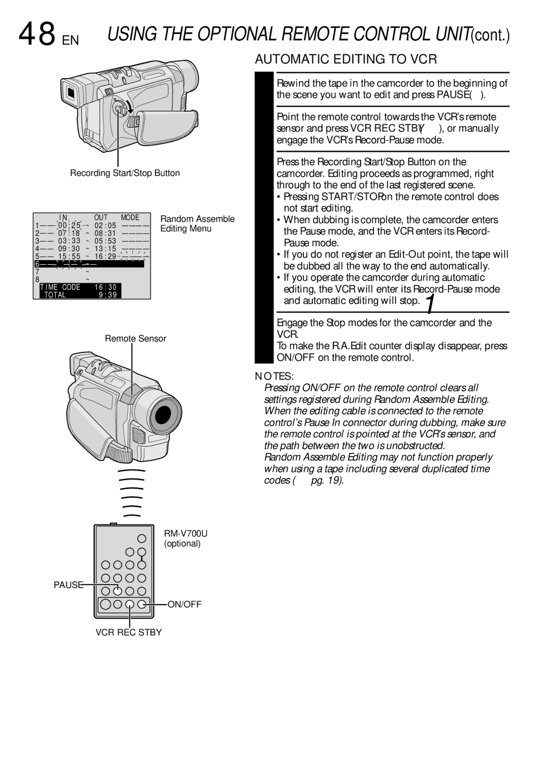 JVC GRDVL140 specifications Automatic Editing to VCR 