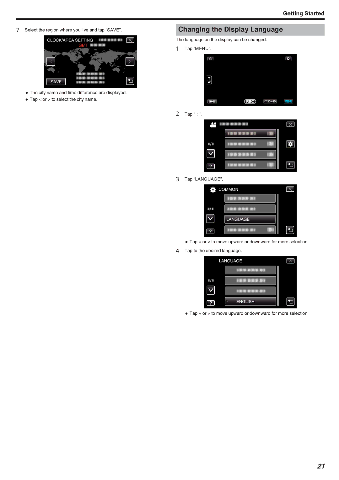 JVC GSTD1BUS manual Changing the Display Language 