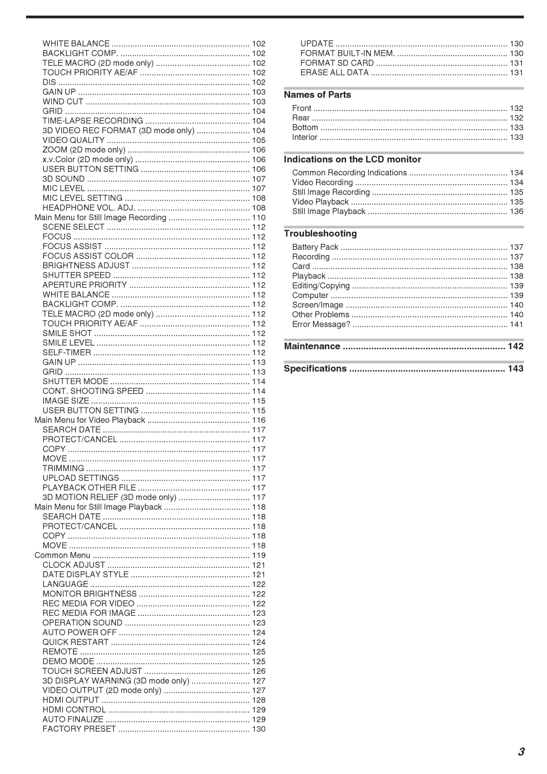 JVC GSTD1BUS manual Maintenance, Specifications 