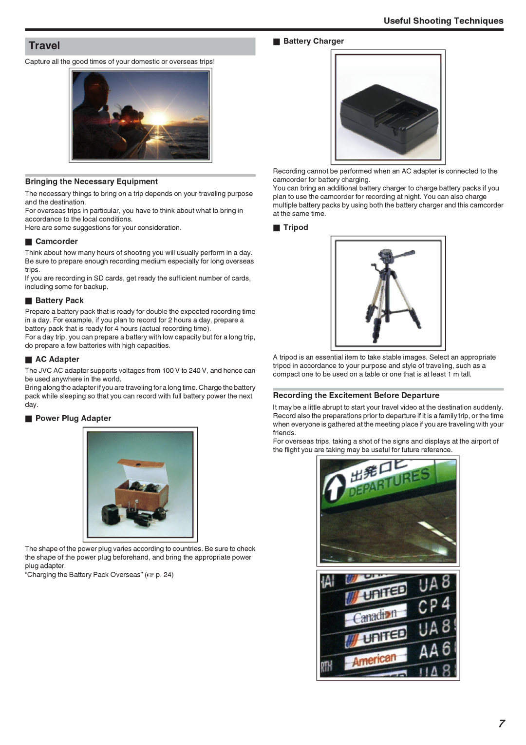 JVC GSTD1BUS manual Travel 