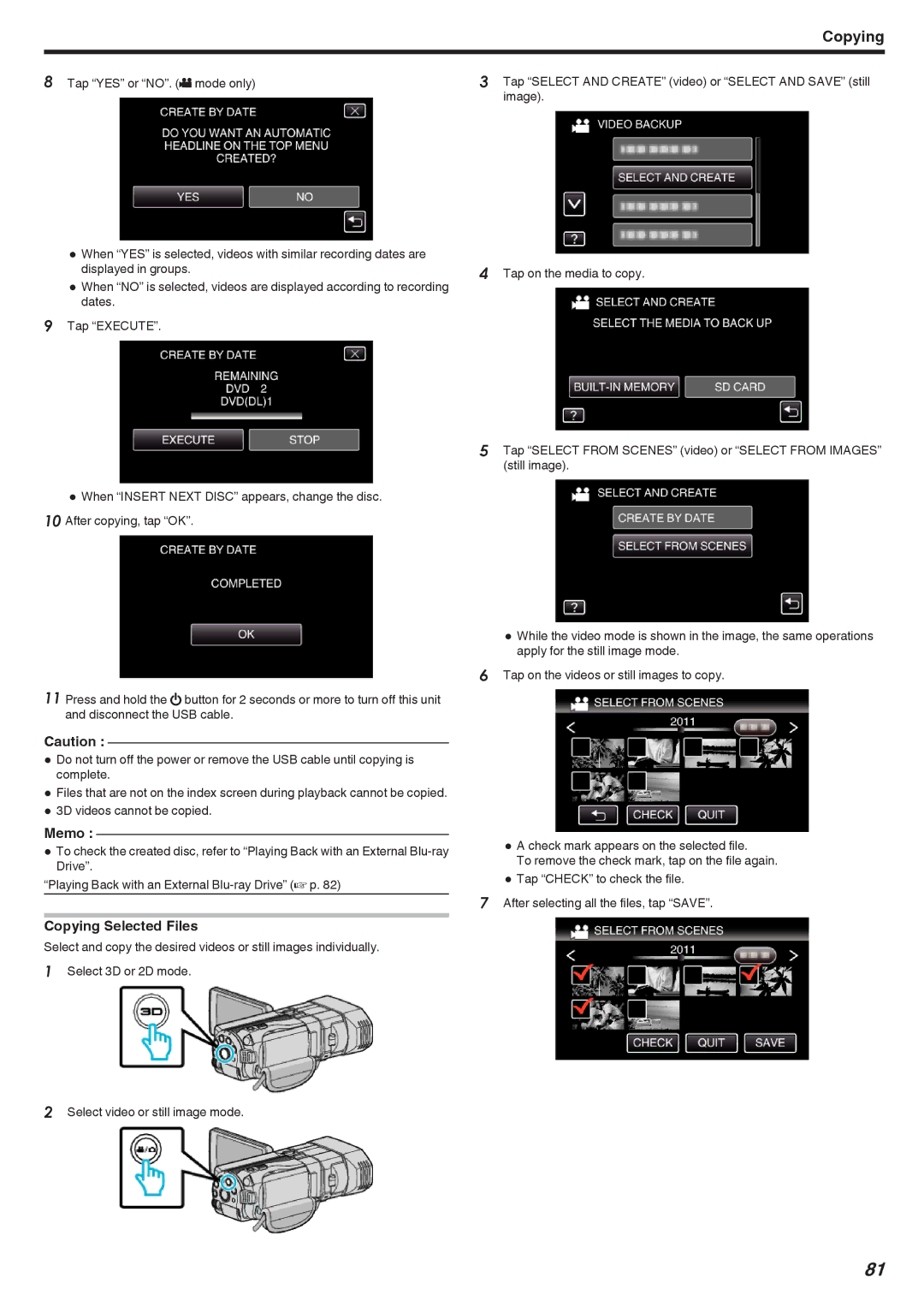 JVC GSTD1BUS manual To remove the check mark, tap on the file again 