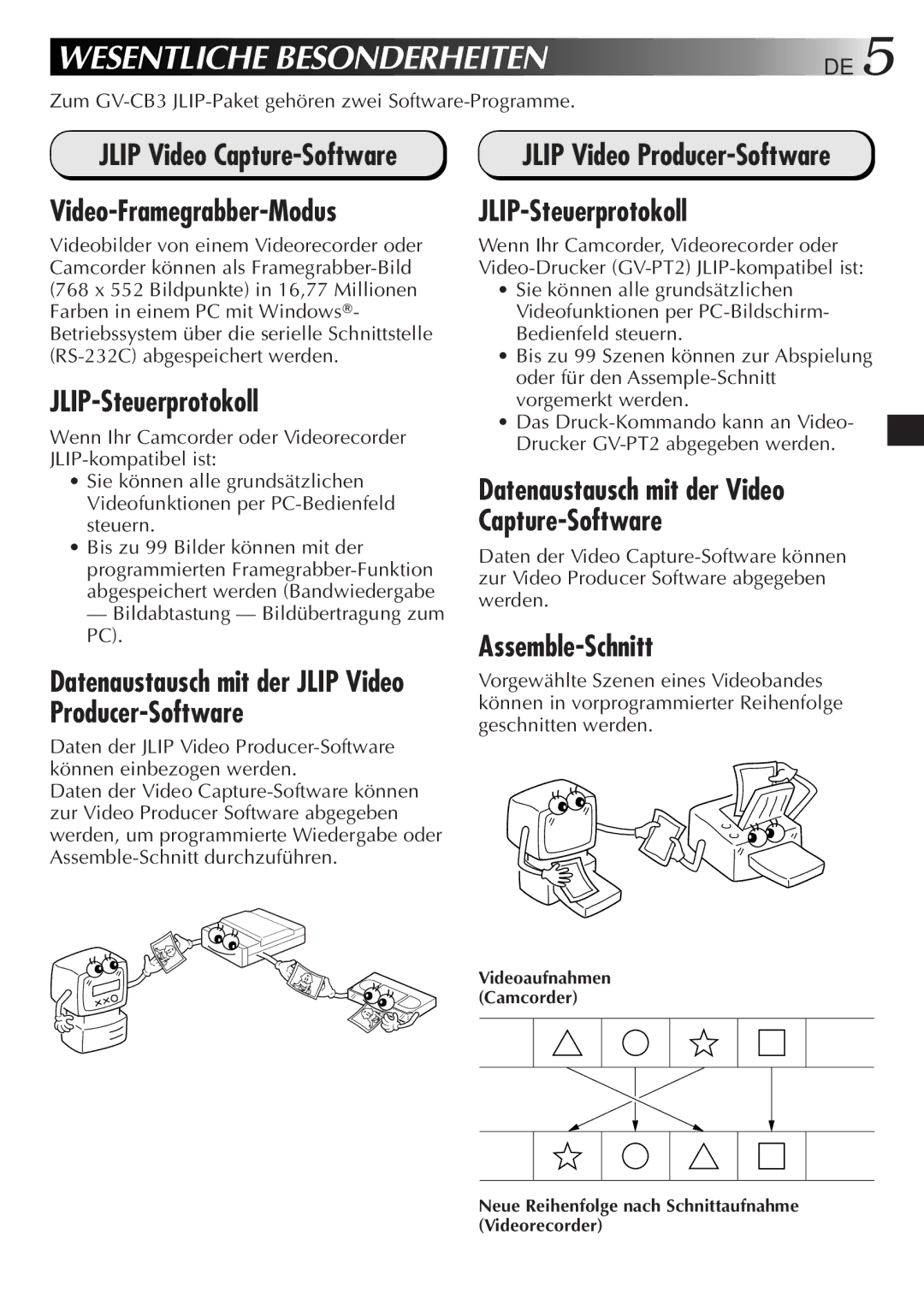 JVC GV-CB3E manual Wesentliche Besonderheiten 