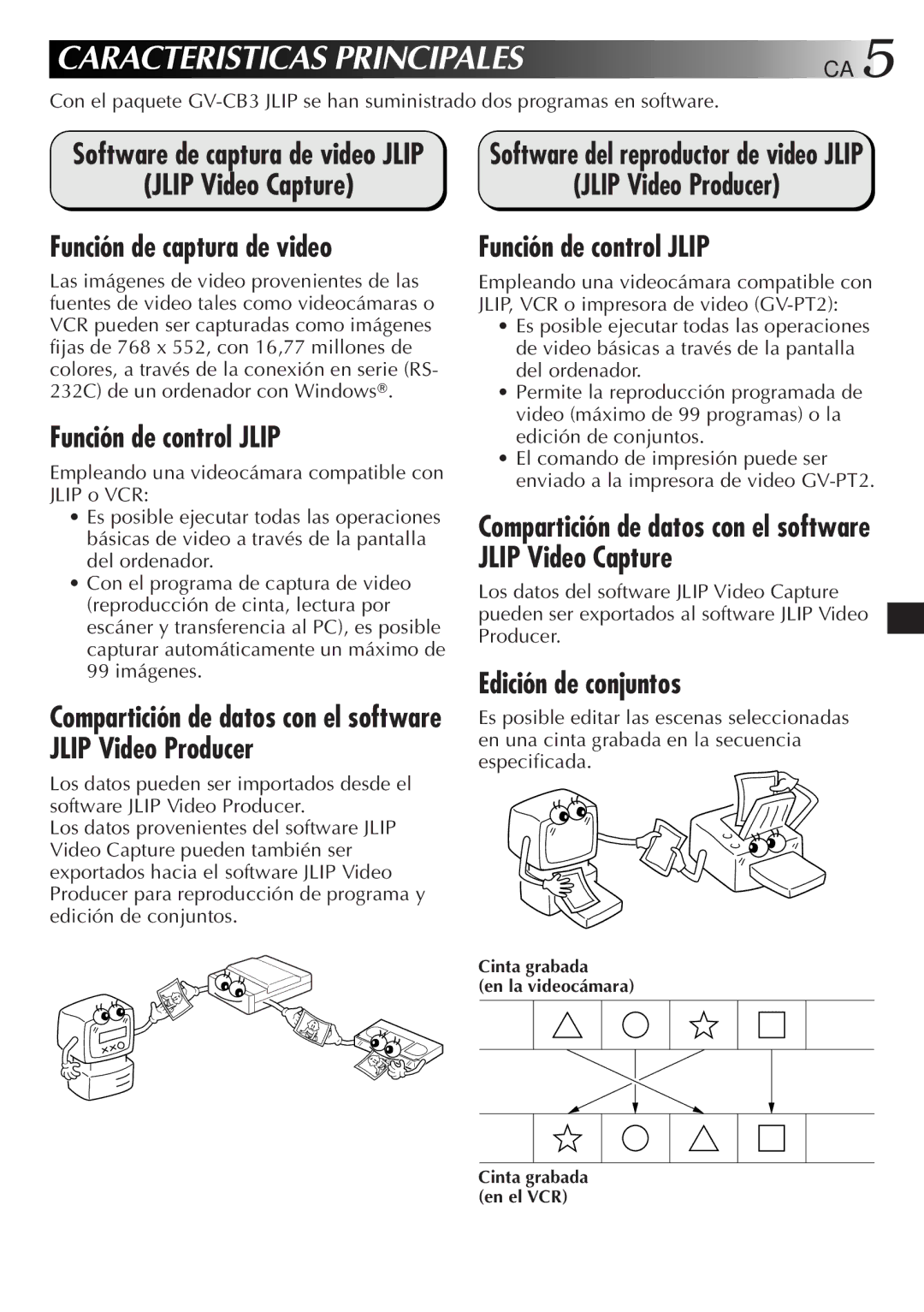 JVC GV-CB3E manual Caracteristicas Principales 