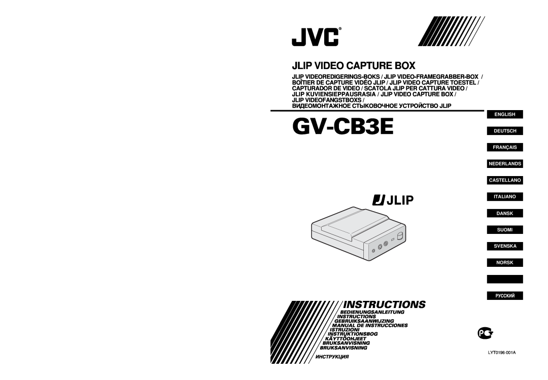 JVC GV-CB3E manual Jlip Videofangstboxs, Jlip Video Capture Box, Instructions 