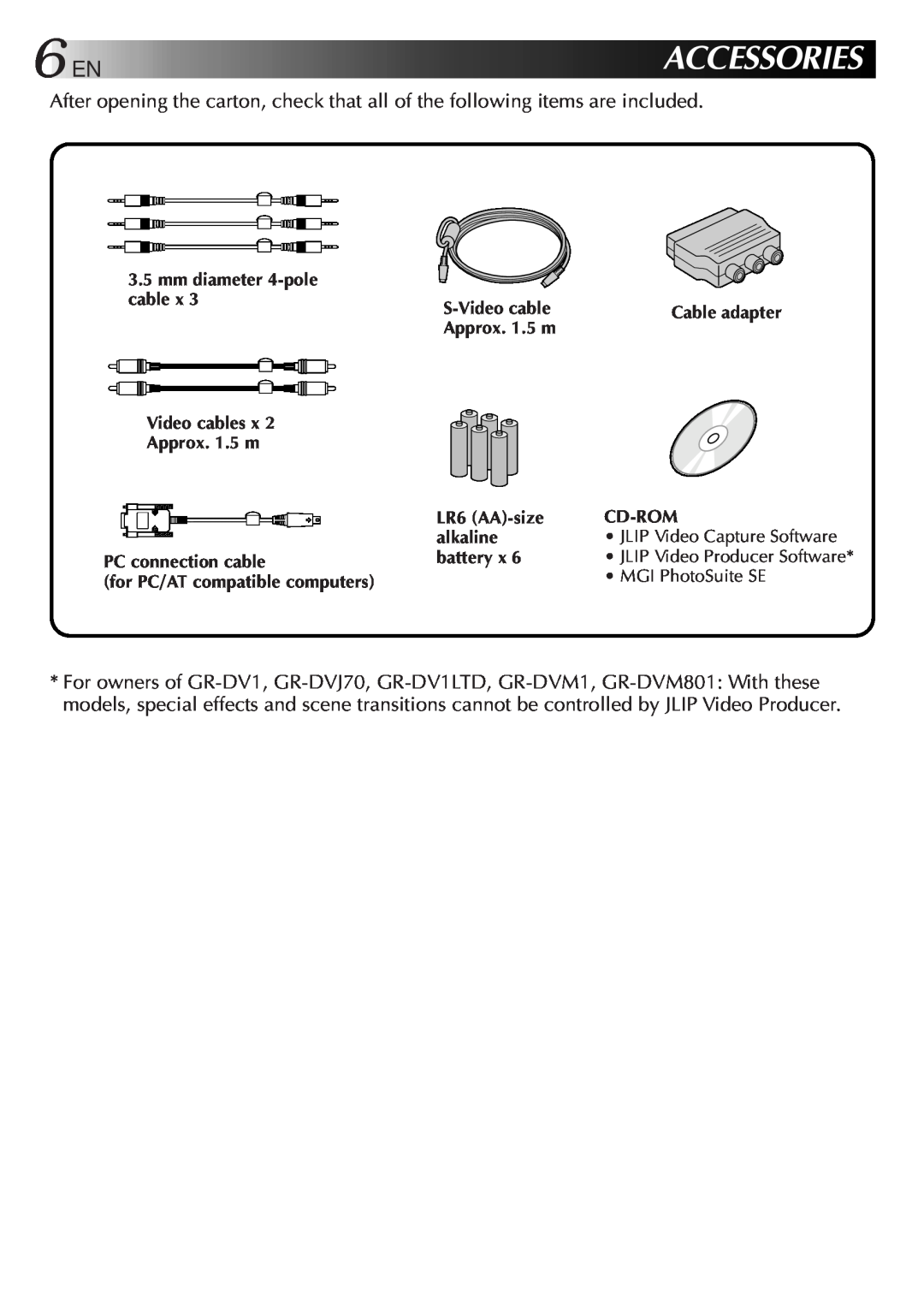 JVC GV-CB3E manual Accessories 