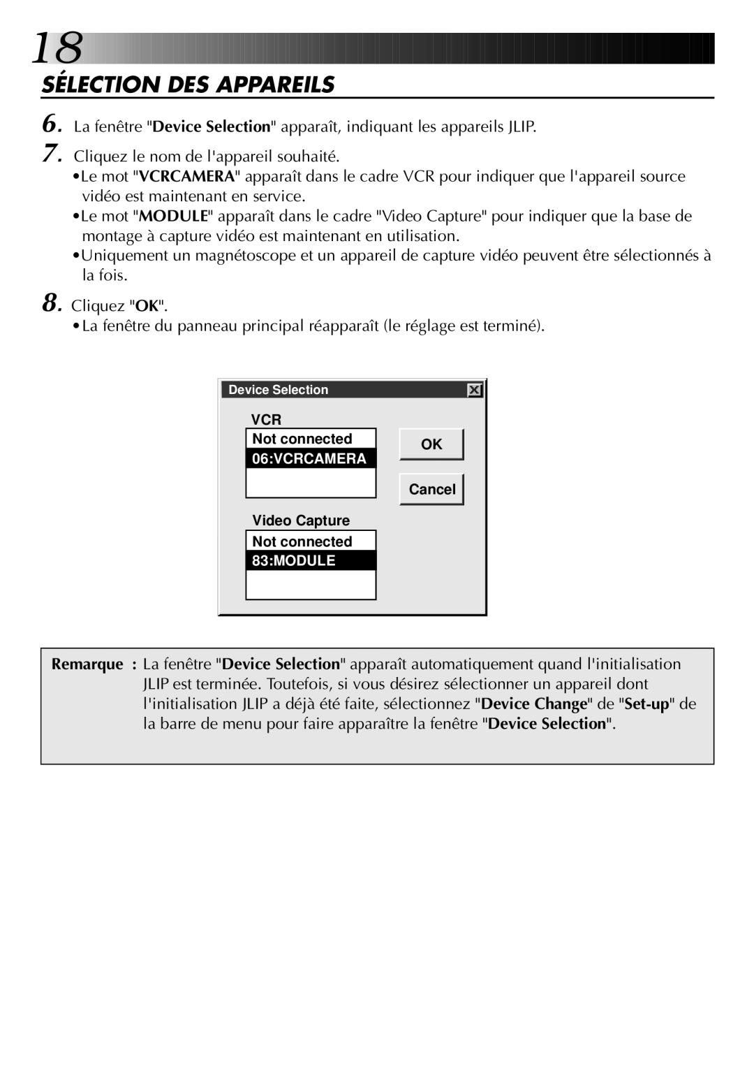 JVC GV-DS1U manual Sélection DES Appareils, 83MODULE 