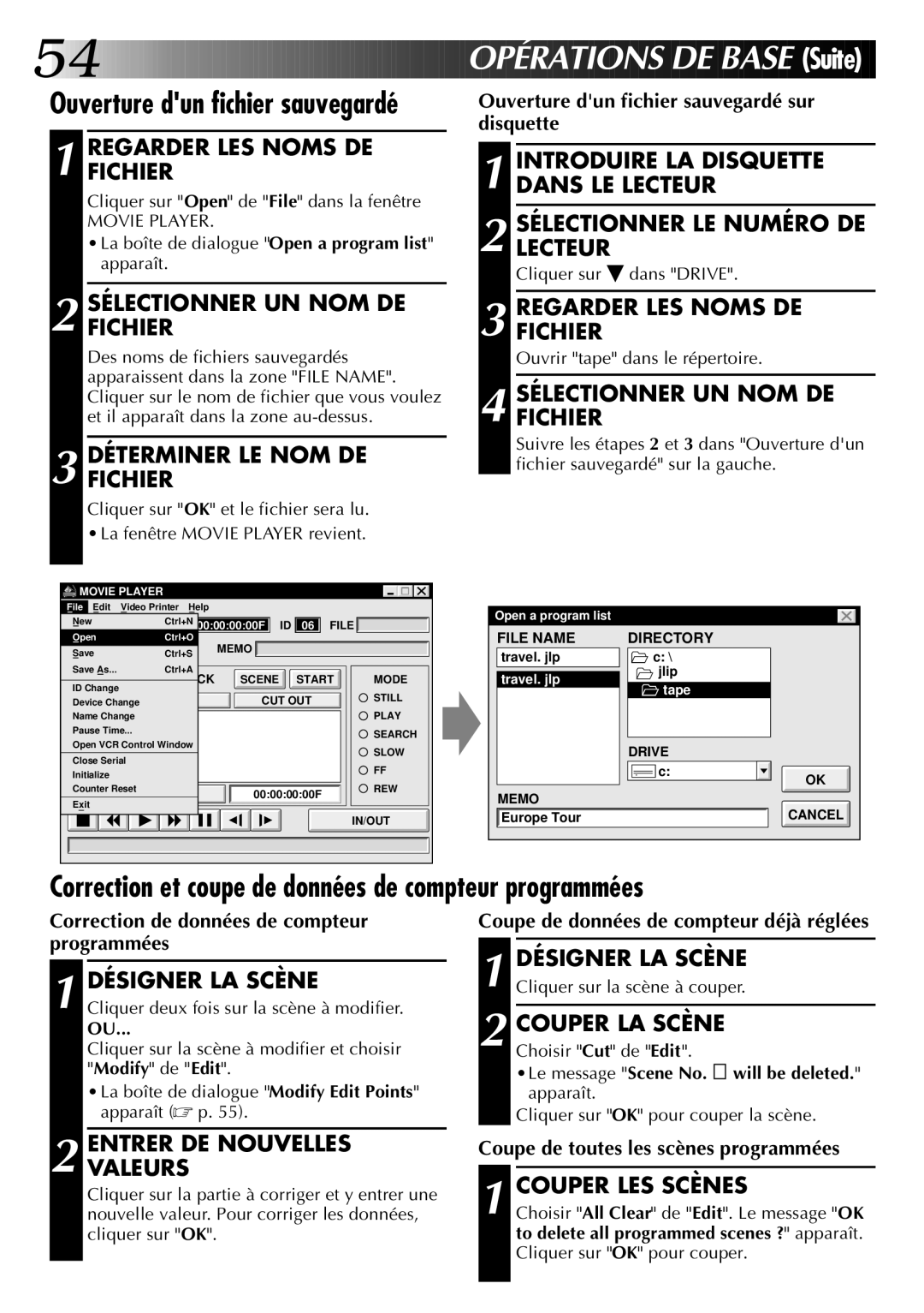 JVC GV-DS1U manual Correction et coupe de données de compteur programmées 